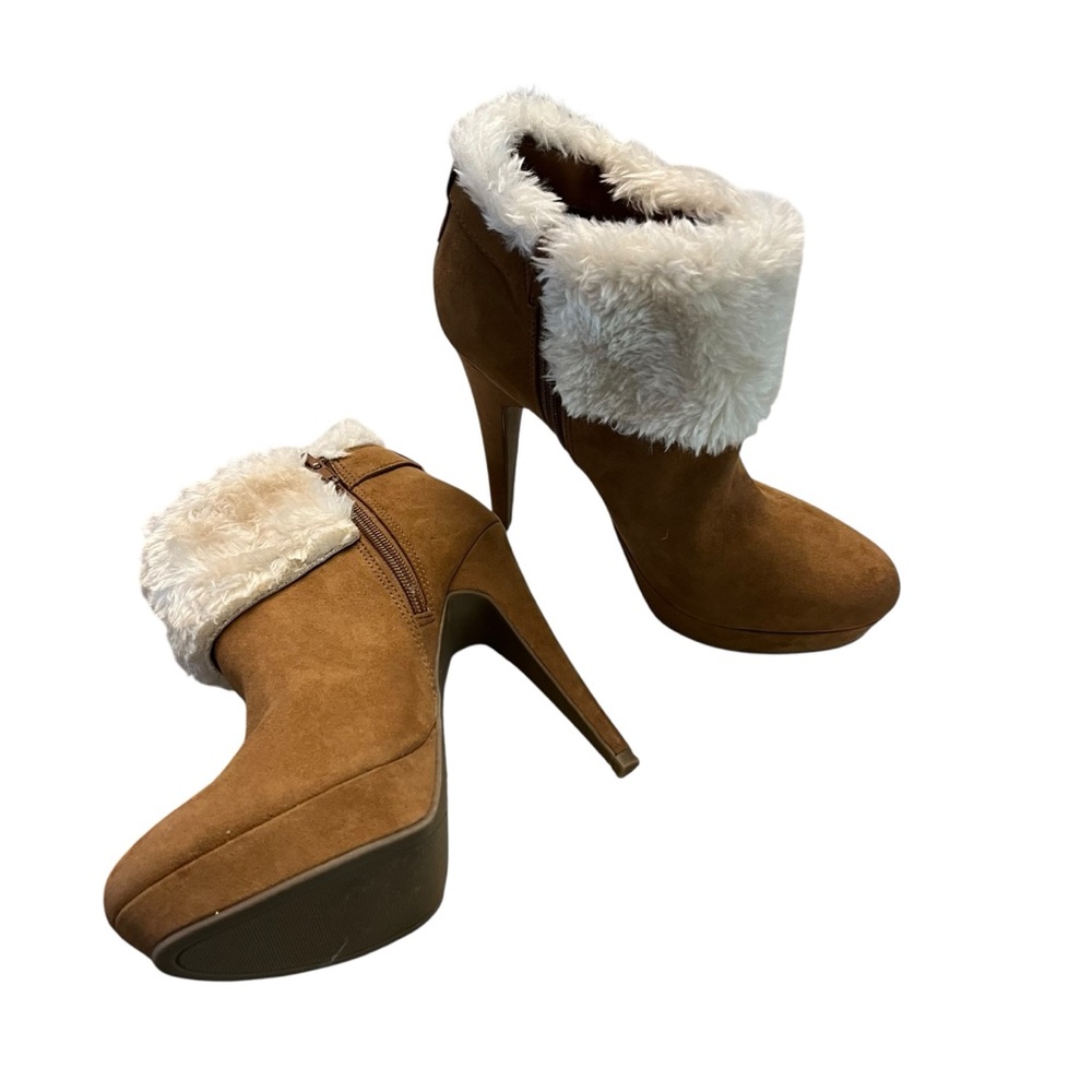 GUESS Tan Suede Fur Cuff Platform Boots | Cabincore Winter Going Out | 7.5 - Picture 8 of 15